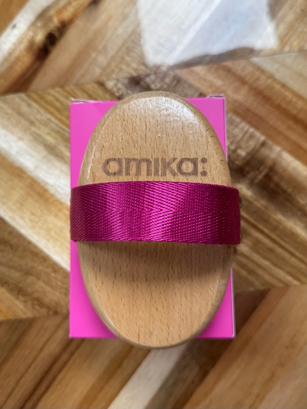 amika dry body Brush with Pink Strap